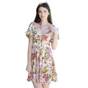 Angie Women's Twist Front Peekaboo Cutout Short Sleeve Dress Size S